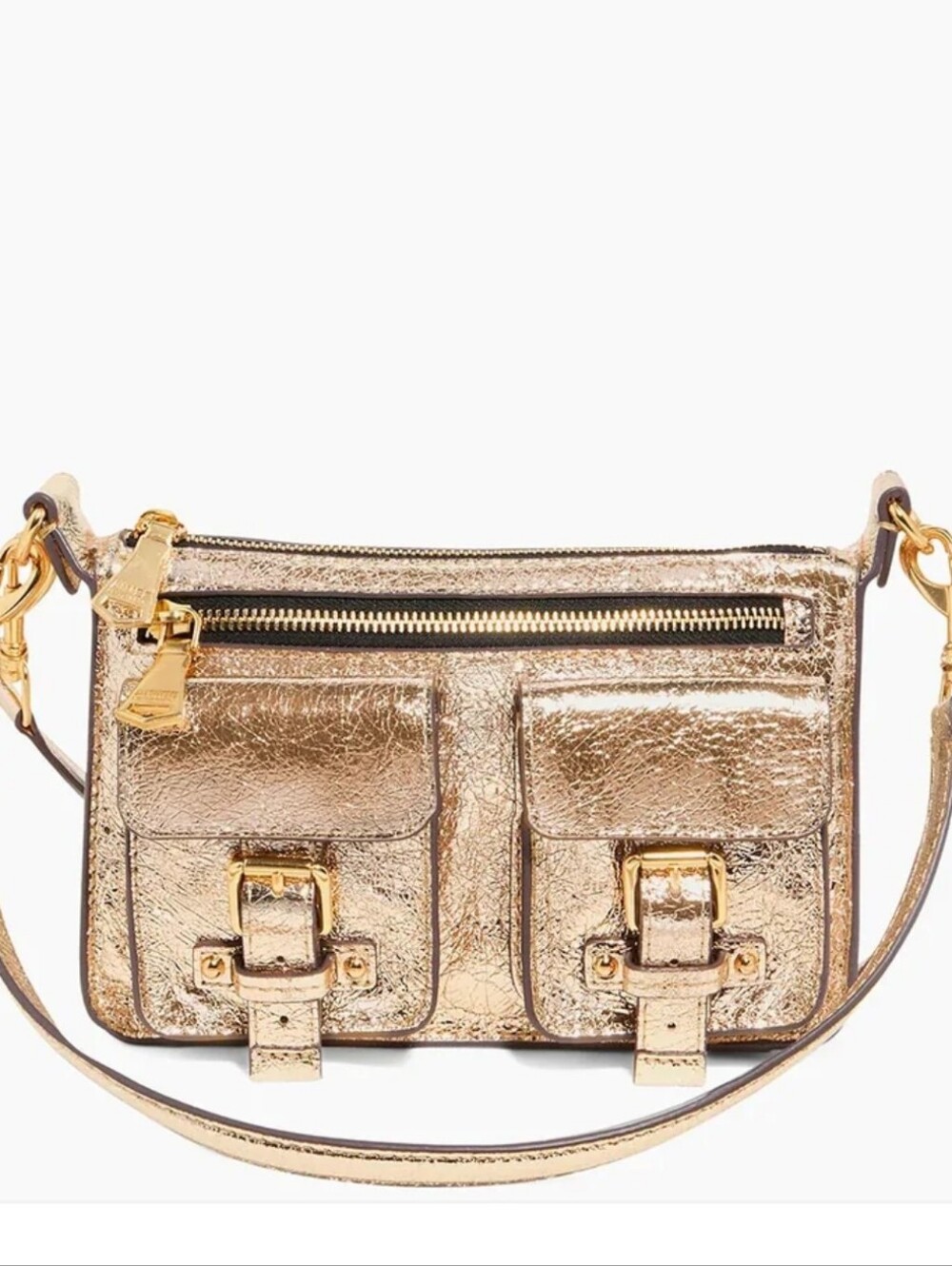 Aimee Kestenberg Metallic Gold Double-Pocket Crossbody - Picture 14 of 14